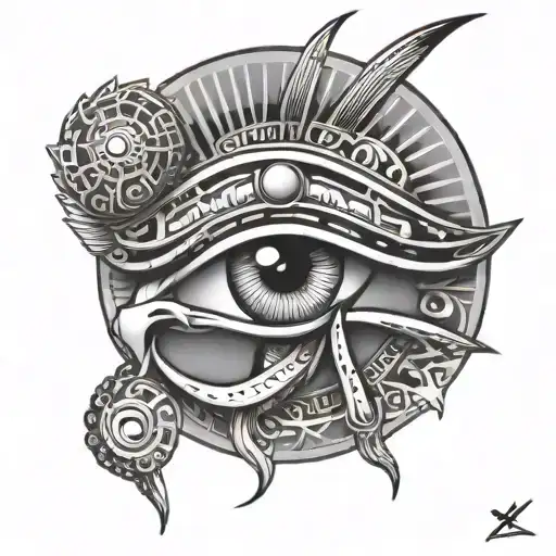 tattoo with Osiris and the eye of Horus tattoo design idea