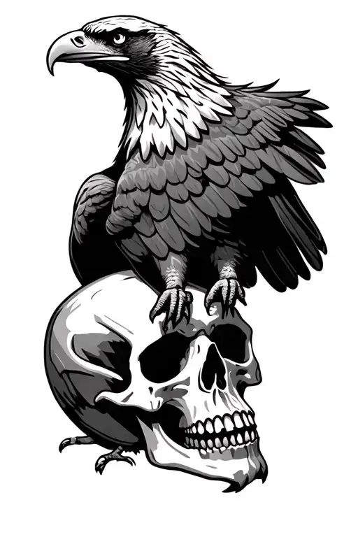 eagle with skull on bottom tattoo design idea