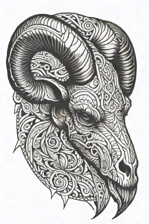 Aries ram skull tattoo design idea