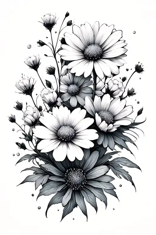 wildflowers gently swaying in the breeze. sunlight beaming. cotton seed floating amongst the flowers. invisible backgrou tattoo design idea