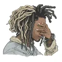 emo,depression,anxiety,darkness,introvert,lonely,suicidal,sad,dark skinned male,dyed short dreads fully hiding face,teen tattoo design idea
