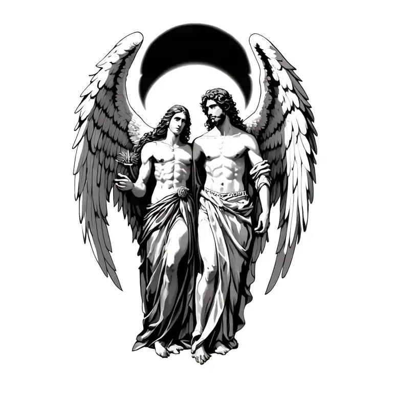 arch angel uriel and arch angel michael tattoo design idea