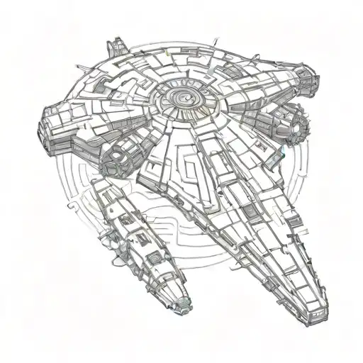 millennium falcon diving tattoo design idea