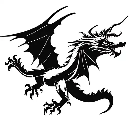 dragon flying outstretched wings tattoo design idea