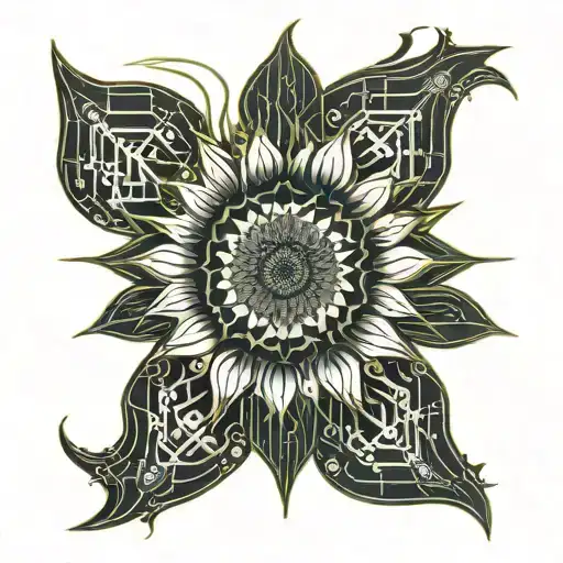 tall sunflower tattoo design idea