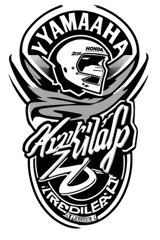 Arrange the Yamaha, Honda, Aprilia, Zündapp, Kreidler logo in a circle around the image tattoo design idea