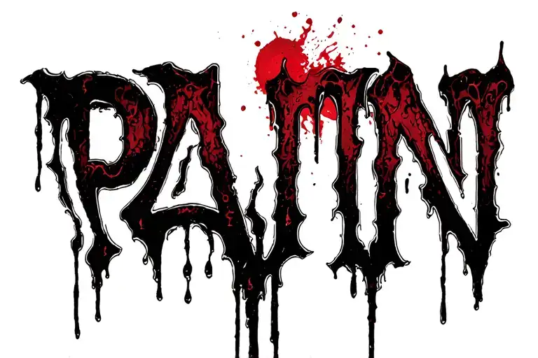 "PAIN" Bloody Pain tattoo design idea