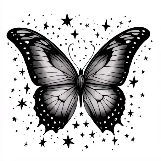 Virgo butterfly with stars tattoo design idea