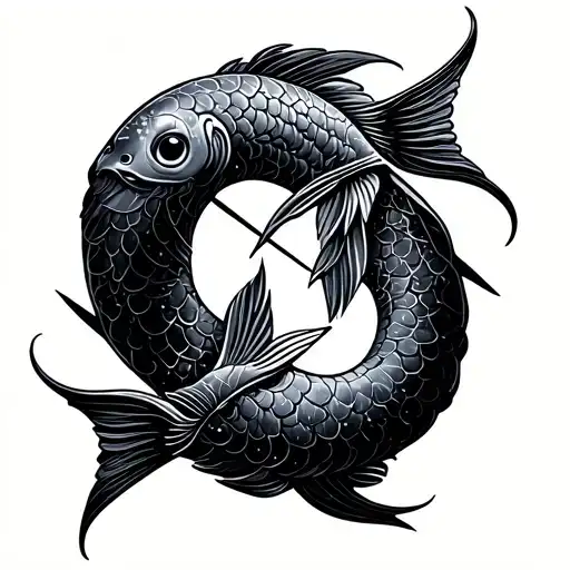 Pisces and Sagittarius symbols incorporated tattoo design idea