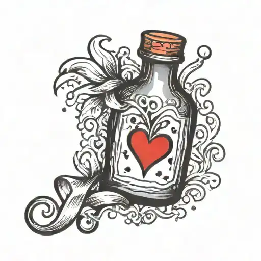 cute love potion bottle tattoo design idea