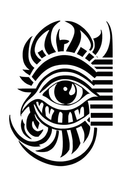 egyptian eye of horus with fangs tattoo design idea
