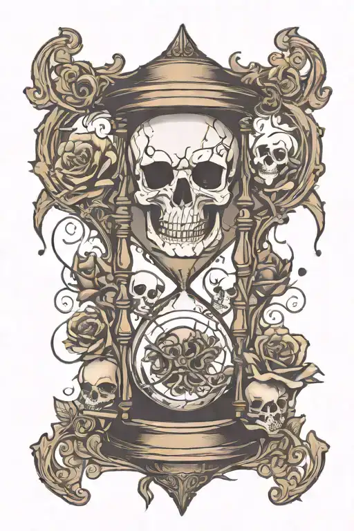 Emo inspired hourglass with skull tattoo design idea