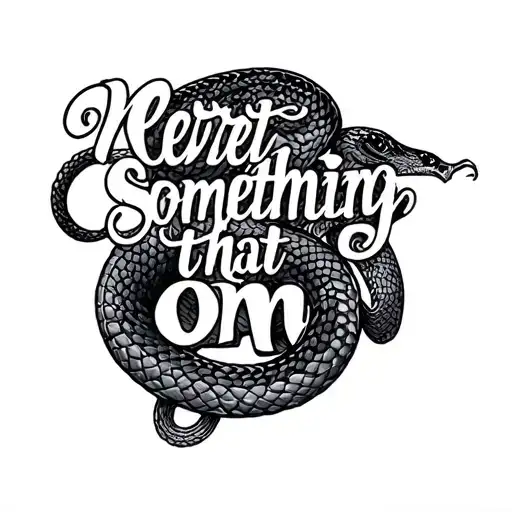 "Never regret something that om" snake black fine line feminine tattoo design idea