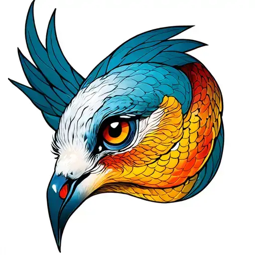 dove face with snake pupils tattoo design idea