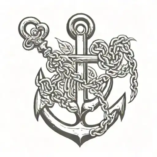Ceara in cursive turning into an  Anchor & chain tattoo design idea