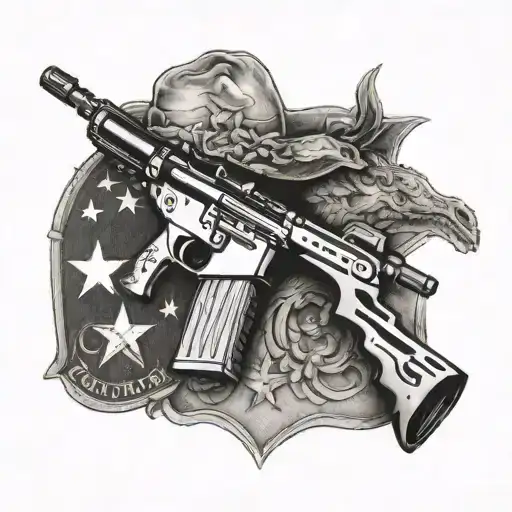 texas with an ar 15 rifle tattoo design idea