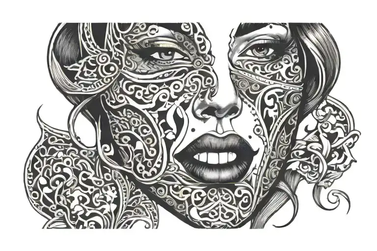 woman with mouth covered to keep quiet tattoo design idea