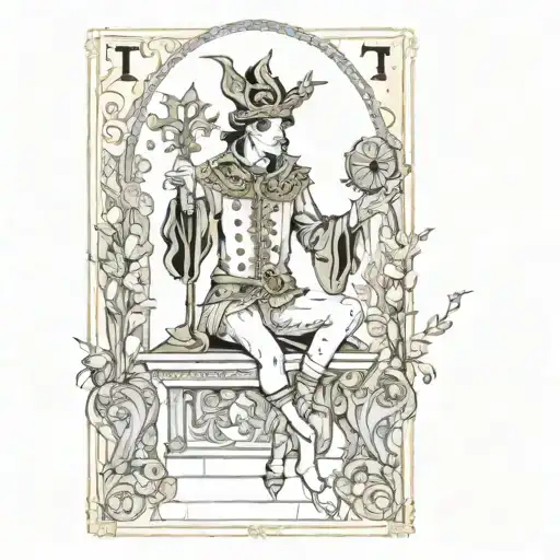 gothic tarot card the fool tattoo design idea