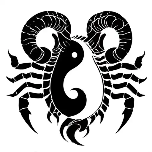 Scorpion and Ram Yin Yang tattoo design idea