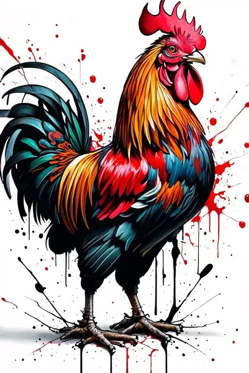 "The male rooster" "The Macho Gallo" A Smiling Bandy Rooster Struts tattoo design idea
