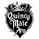 "Quincy Mae Aro" text with crown and heart shape tattoo design idea