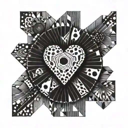 love heart with a 5 2 domino inside tattoo design idea