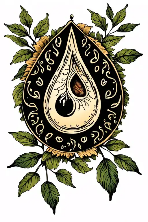 tear drop nature tattoo design idea