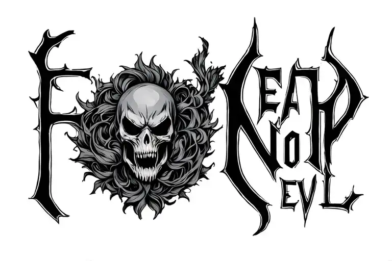 fear no evil tattoo design idea