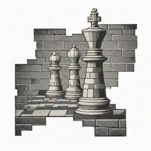 a chess tower made of bricks tattoo design idea