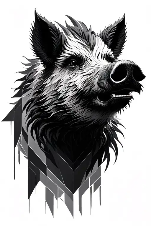 geometric boar modern face japanese hints tattoo design idea