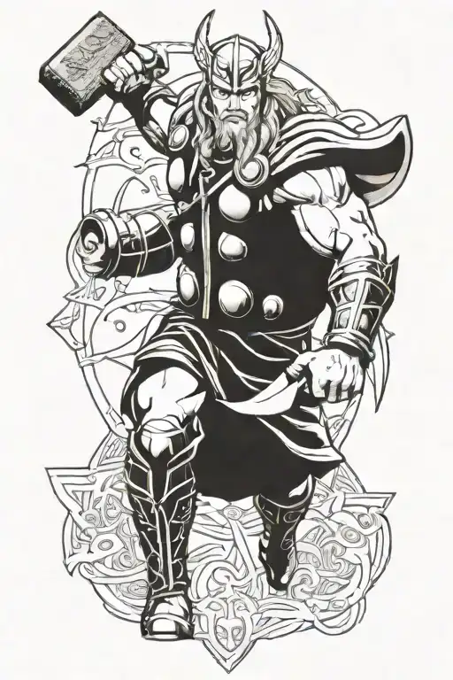 thor fighting tattoo design idea