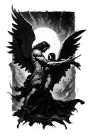 archangel fighting tattoo design idea