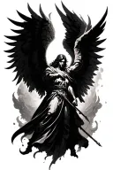 archangel fighting tattoo design idea