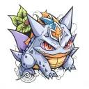gengar and bulbasaur tattoo design idea