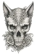 Anatomically correct cat skull tattoo design idea