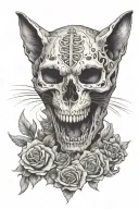 Anatomically correct cat skull tattoo design idea