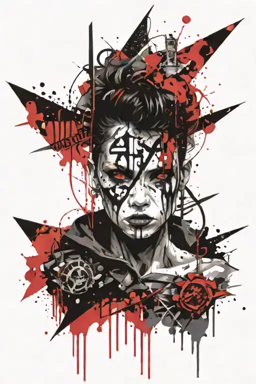 mystery warrior, gothic inspired tattoo tattoo design idea