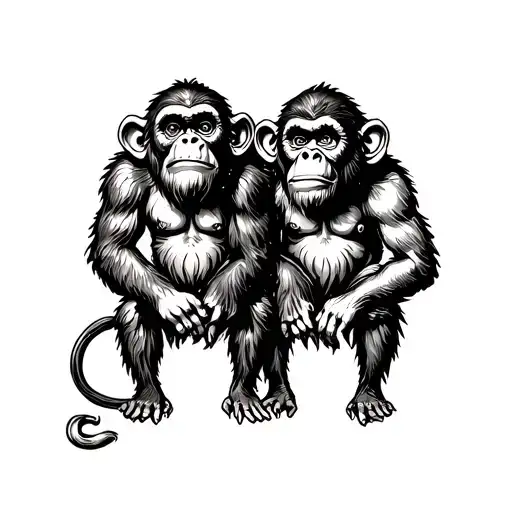 3 wise monkeys tattoo design idea