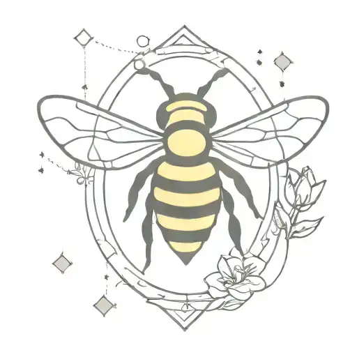 Bee magician with a wand illuminating tattoo design idea