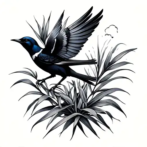 swallow bird and yucca plant intertwined tattoo design idea