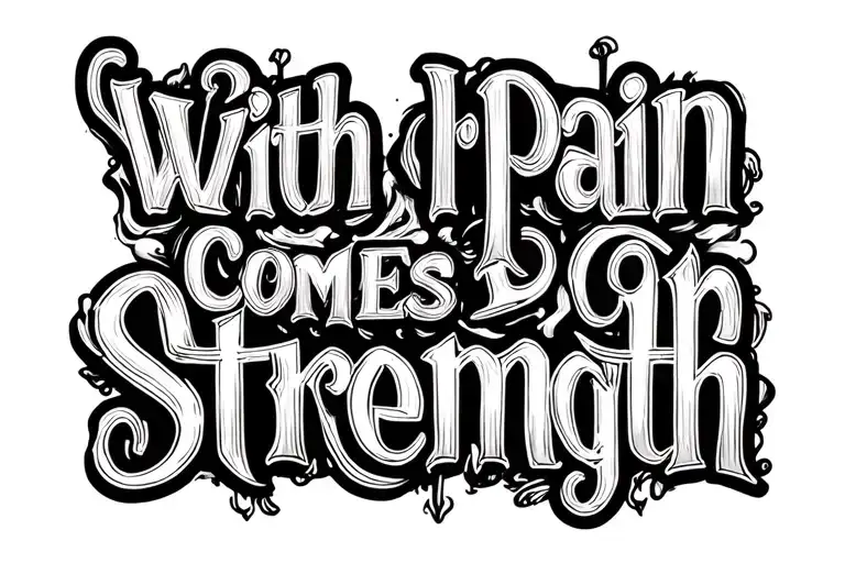 "With Pain Comes Strength" Line art tattoo design idea