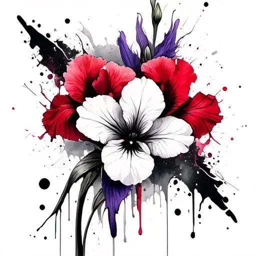 primrose violet iris flower tattoo design idea