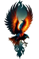 Dark Creepy phoenix tattoo design idea