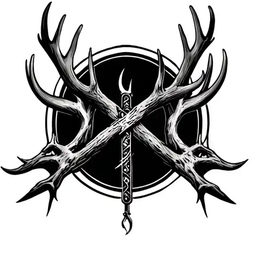 Antlers and fishing hook shaped into cross tattoo tattoo design idea