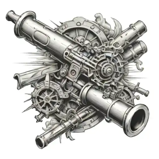 13 bravo m777 cross cannons hidden in the image tattoo design idea