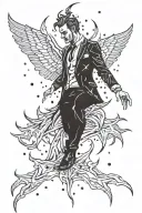 Lucifer falling apart and transforming into the stars tattoo design idea