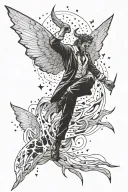 Lucifer falling apart and transforming into the stars tattoo design idea