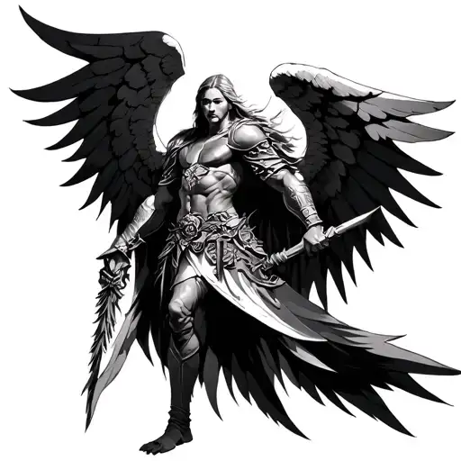 Warrior Archangel tattoo design idea