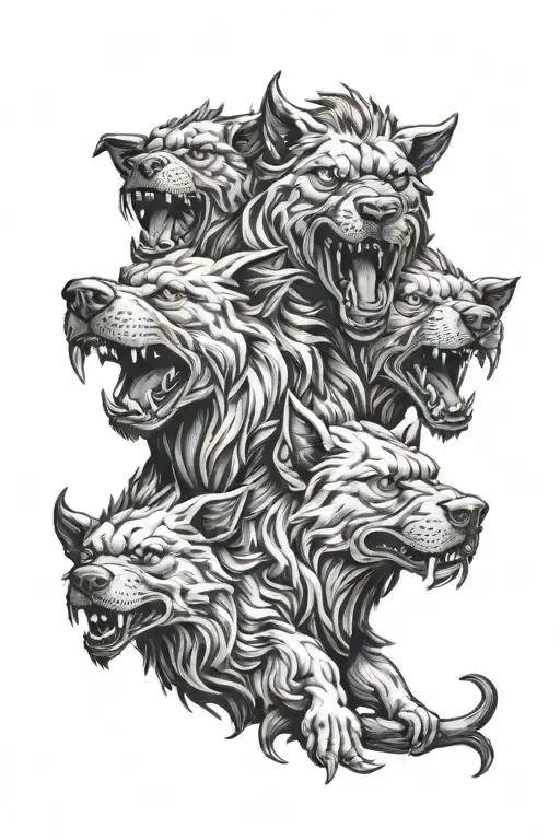 Cerberus with three heads tattoo design idea