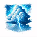 Cloud and lightning bolt striking tattoo design idea